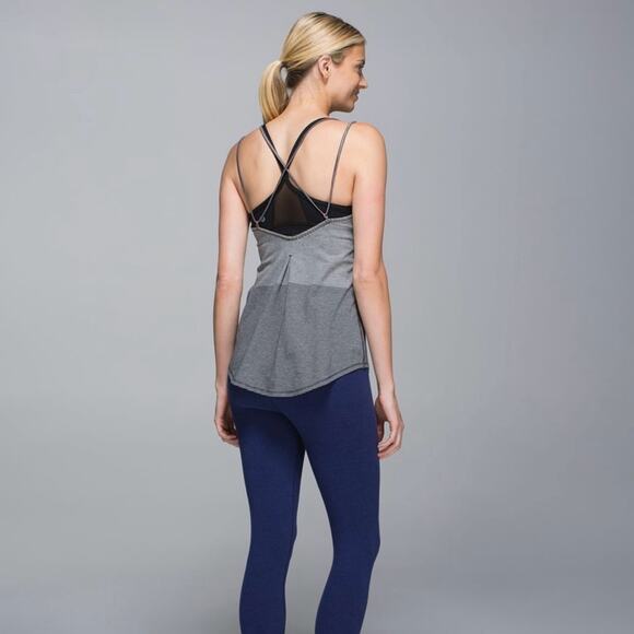 Lululemon Breezy Tank Divided Stripe Heathered Light Grey Heathered Dark Slate - Picture 14 of 14